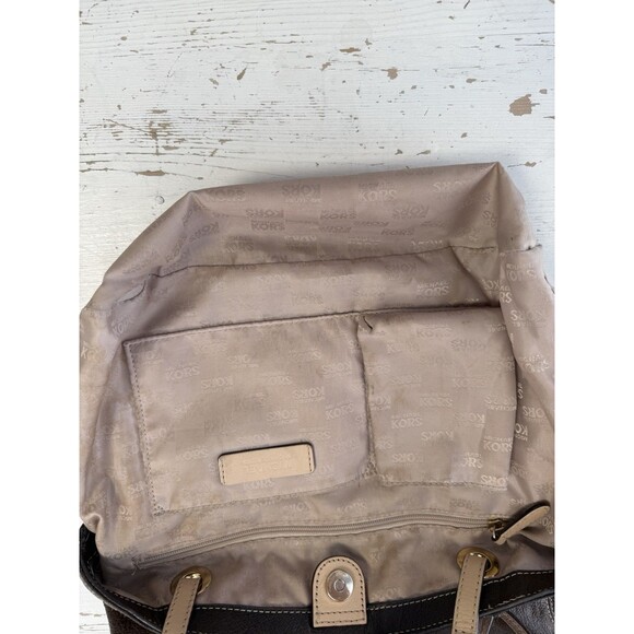 Michael Kors Metallic Bronze Brown Leather Tote Shoulder Handbag Purse - Picture 14 of 16